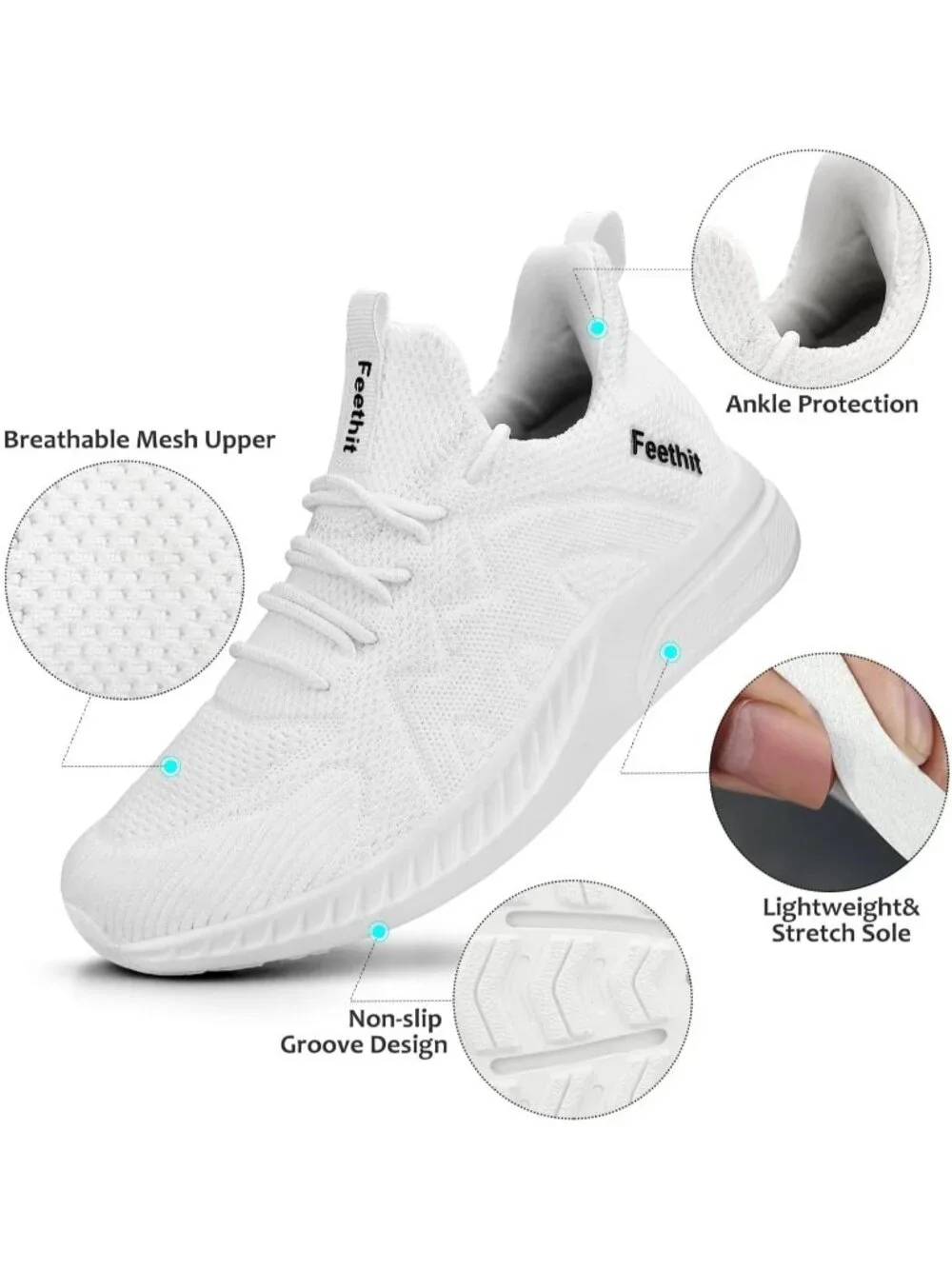 🆕Women's All White Running Shoes Non Slip Gym Tennis Walking Workout Sneakers